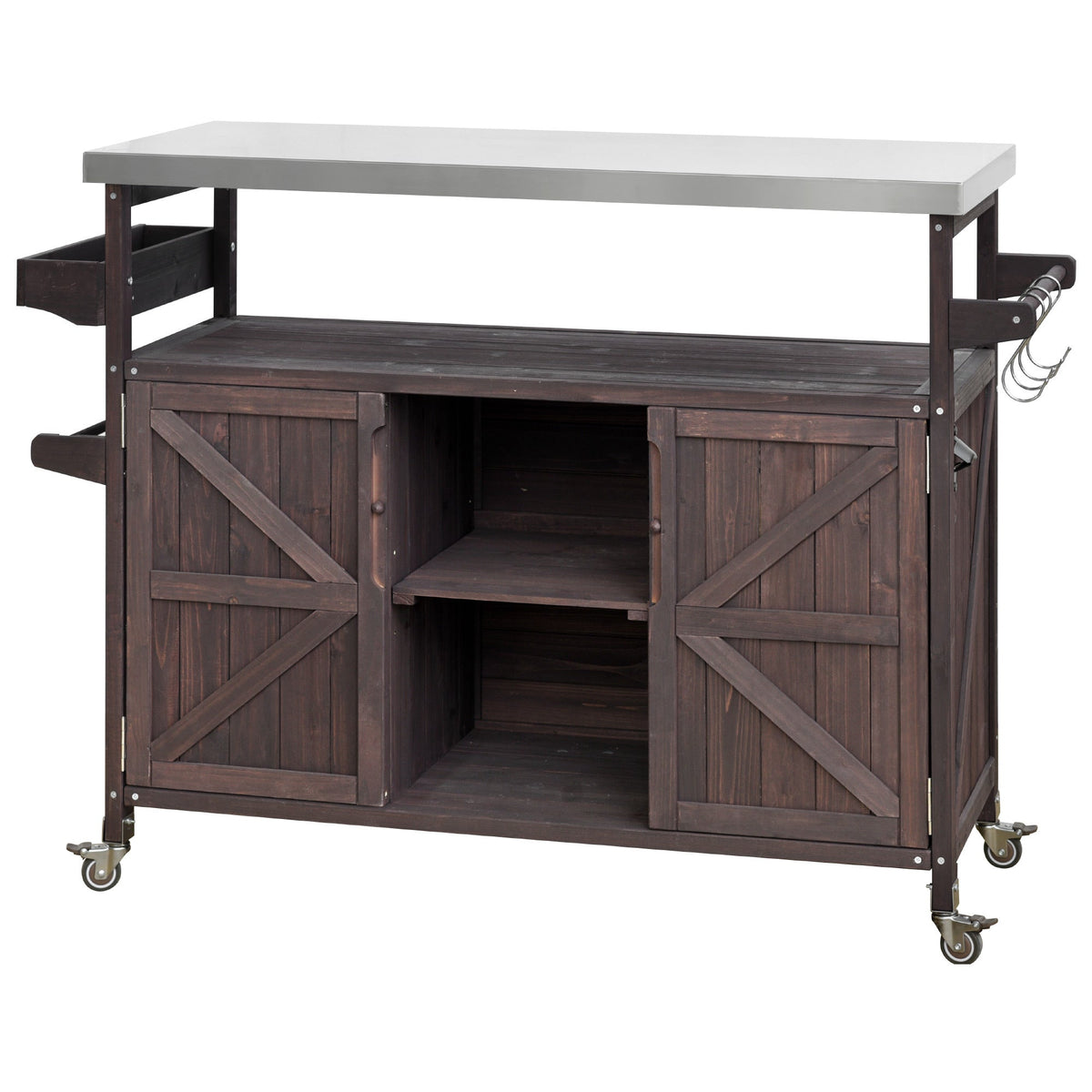 Outdoor Kitchen Island, Rolling Bar Cart & Storage Cabinet