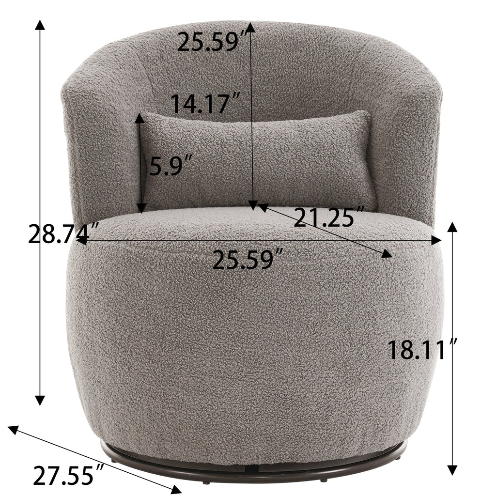 Grey Plush Swivel Accent Chair