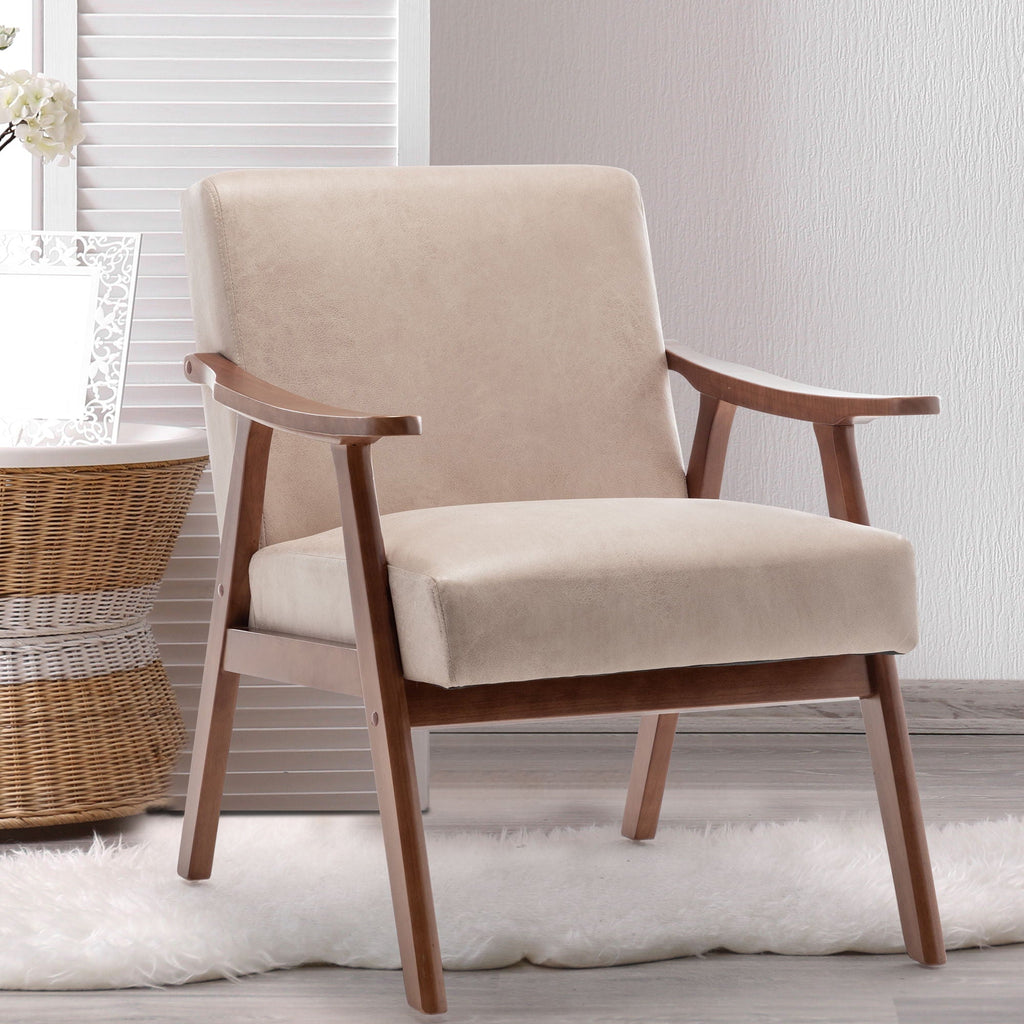 Mid Century Modern Accent Chair With Solid Wood Frame