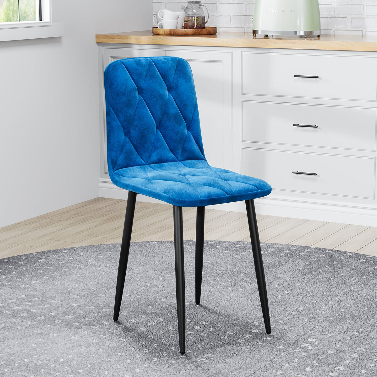Dining Chairs Set of 4, Modern Velvet Dining Chair Upholstered Cushion Seat