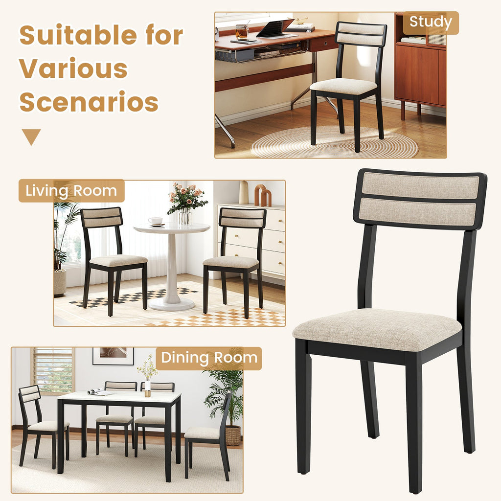 Modern Dining Chairs Set of 4 with Tilt Backrest for Dining Room-Black