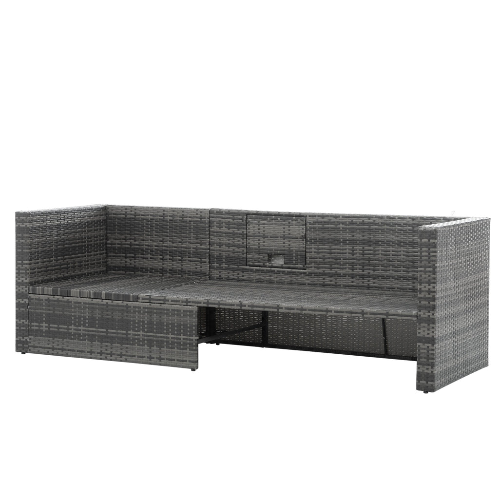 Patio Outdoor Furniture, 5 Set Wicker With Plywood Coffee Table