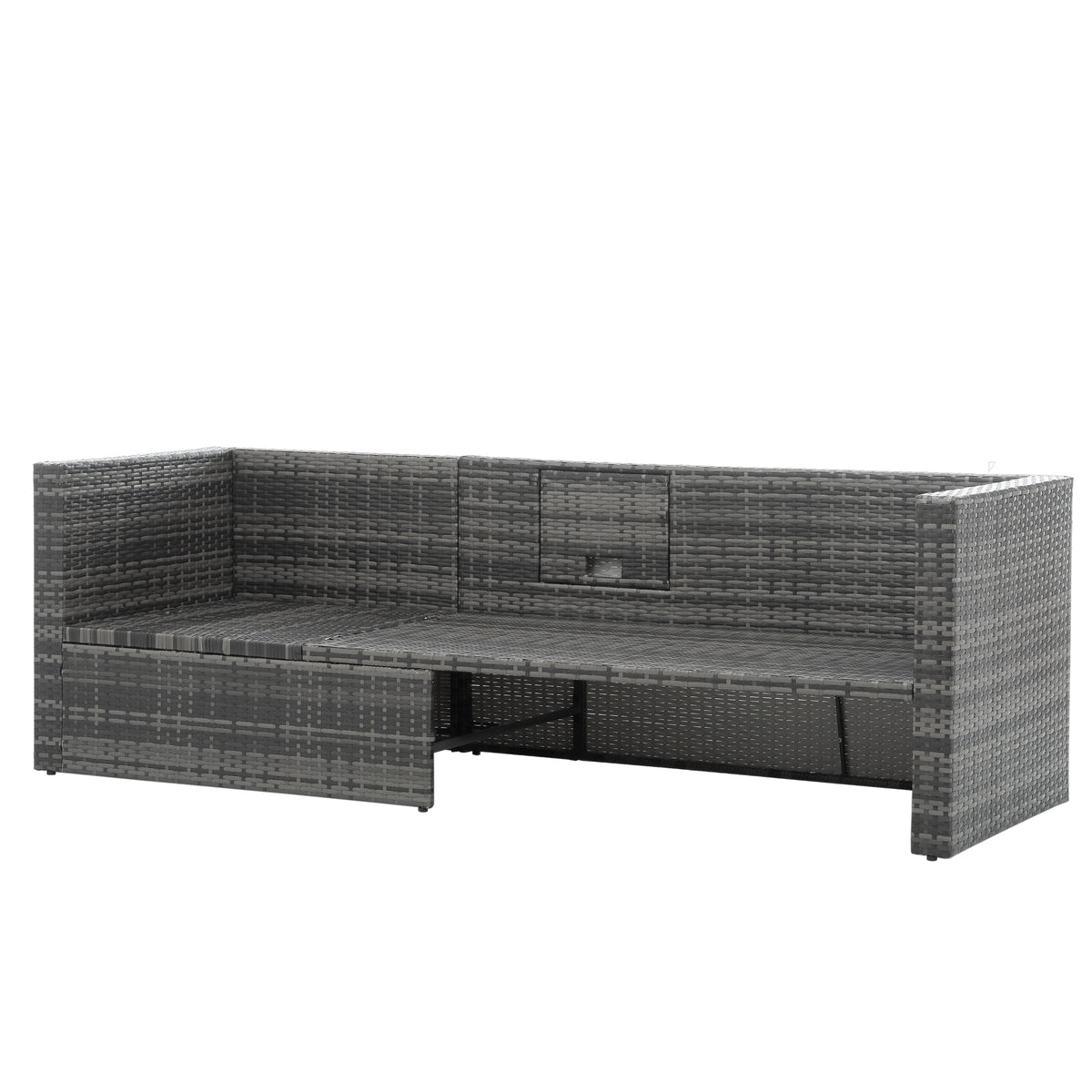 Patio Outdoor Furniture, 5 Set Wicker With Plywood Coffee Table