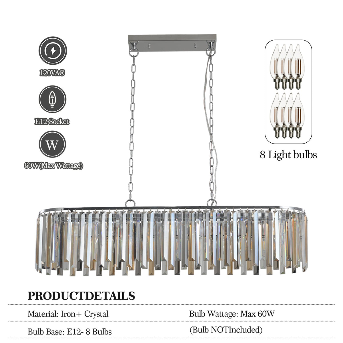 Modern Oval Crystal ceiling chandelier