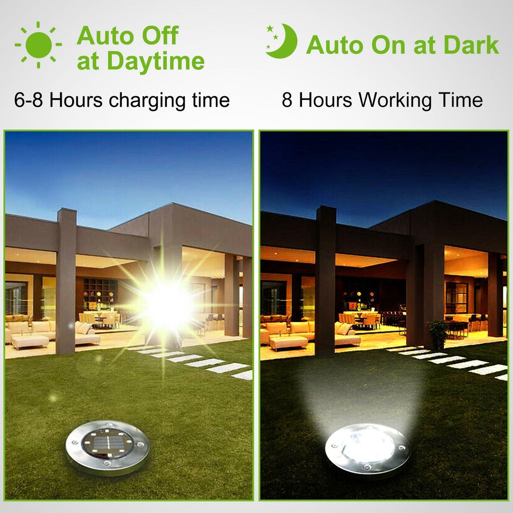 4Pcs Solar Powered Light Outdoor Waterproof Buried In-Ground Lamp Decorative Path, Deck