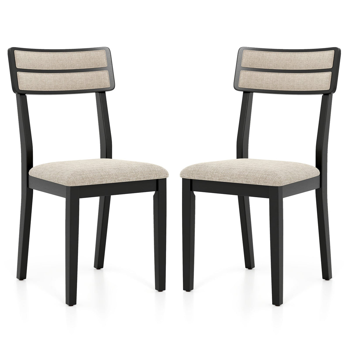 Modern Dining Chairs Set of 2 with Tilt Backrest for Dining Room-Black