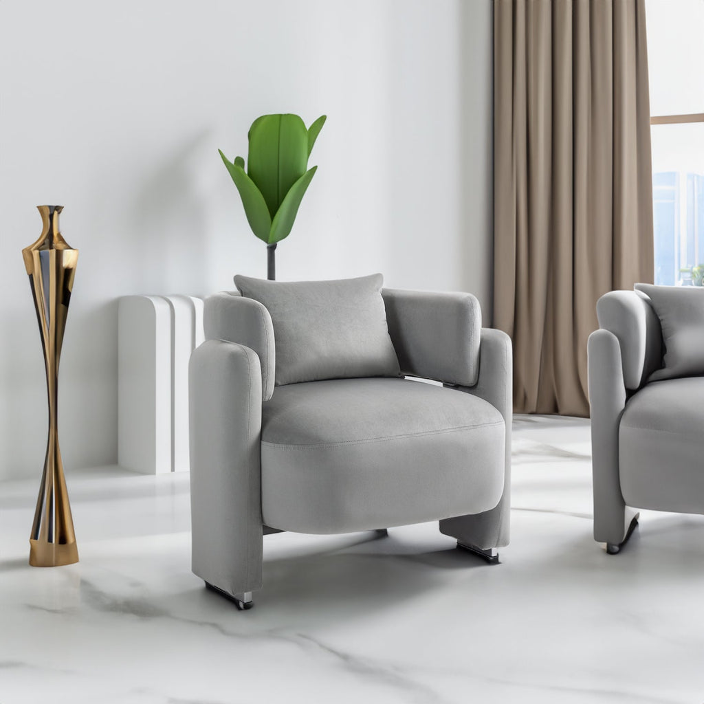 Modern design velvet lounge chair with pillows