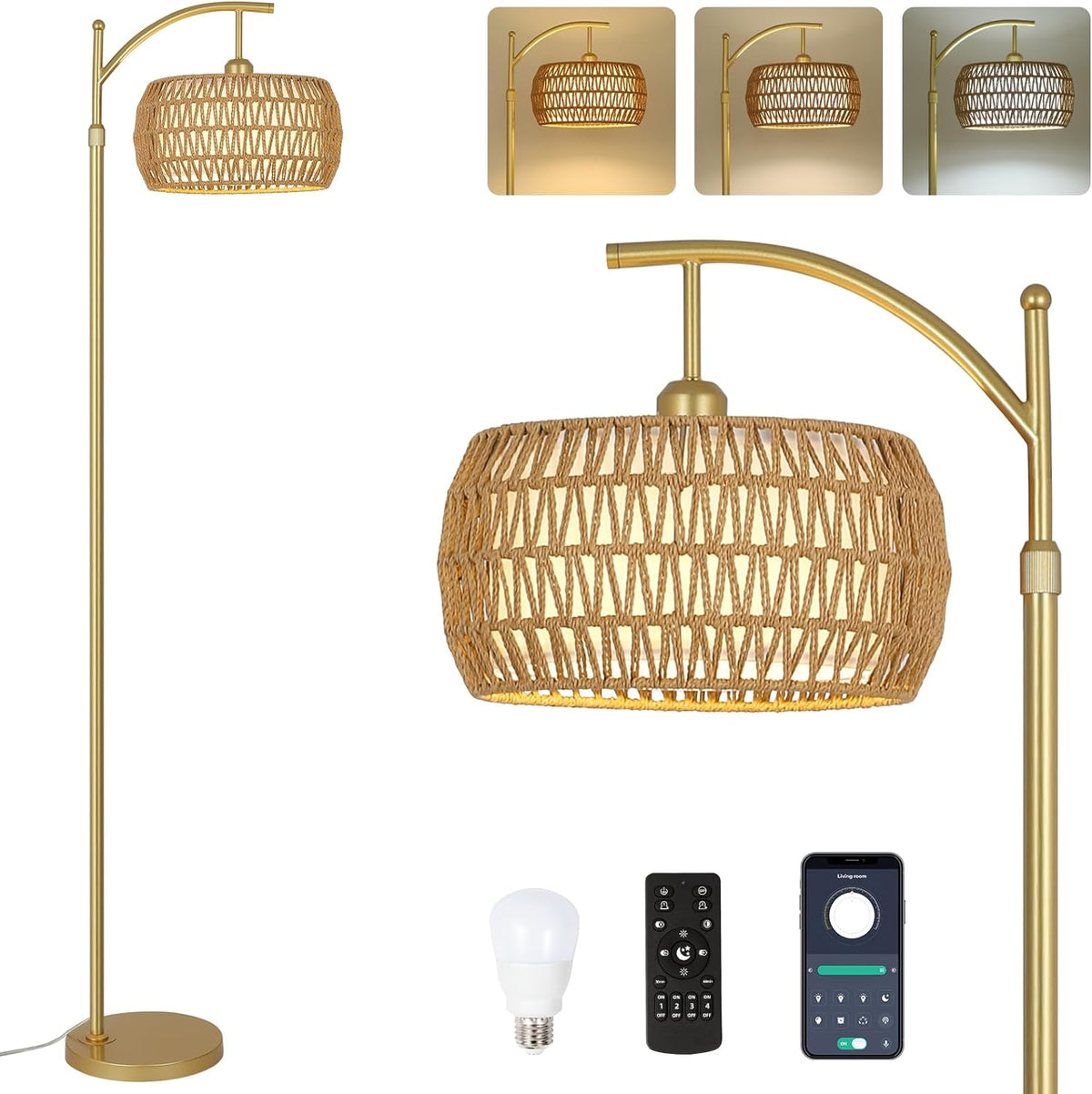 Arc Floor Lamp with 3 Color Temperatures7