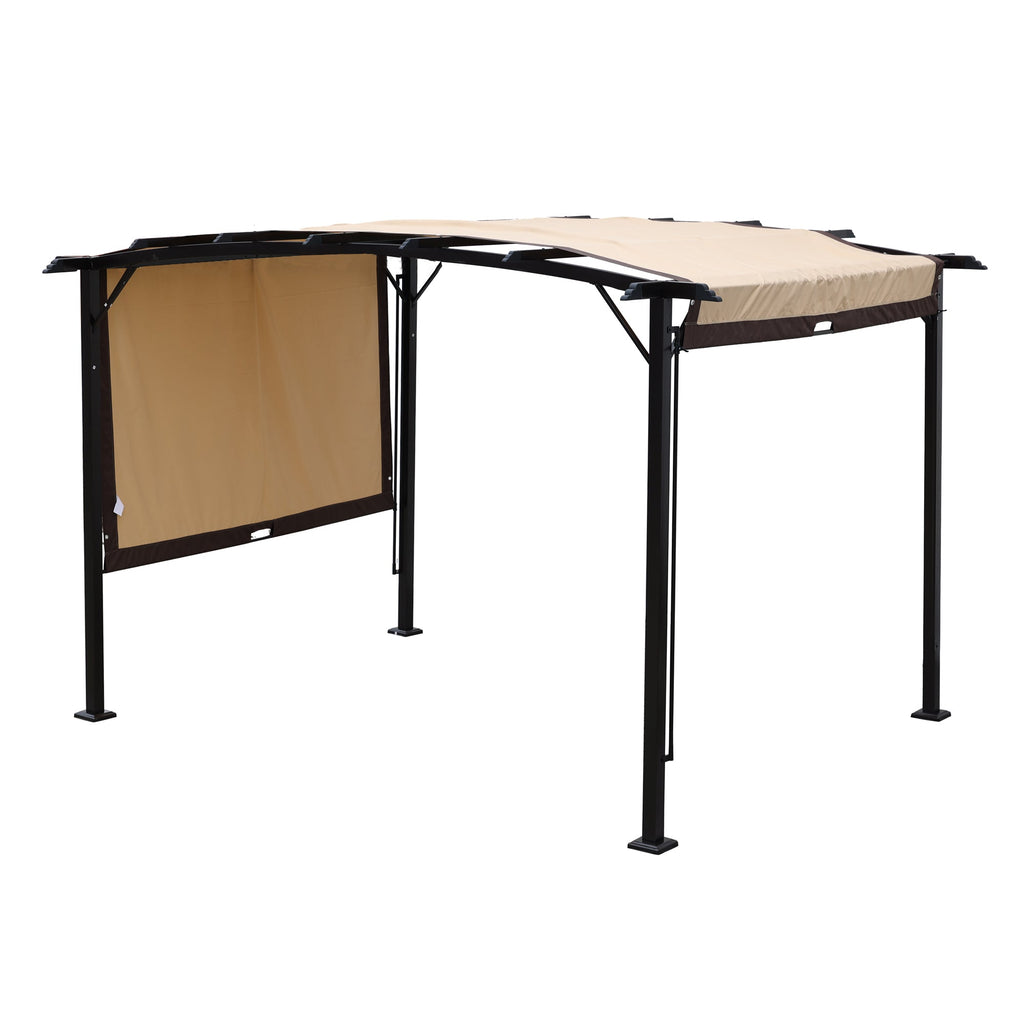 12 x 9 Ft Outdoor Pergola Patio Gazebo, Retractable Shade Canopy, Steel Frame