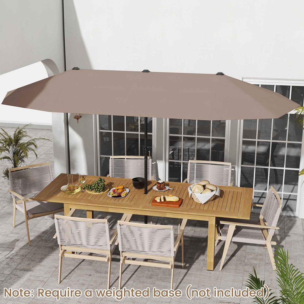 13 FT Large Patio Umbrella Double-Sided Umbrella, Crank Handle-Beige