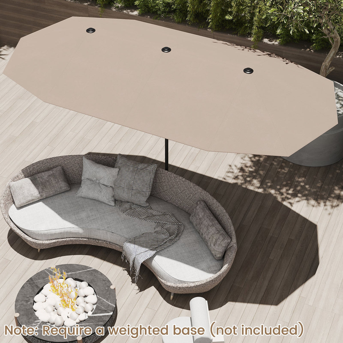 13 FT Large Patio Umbrella Double-Sided Umbrella, Crank Handle-Beige