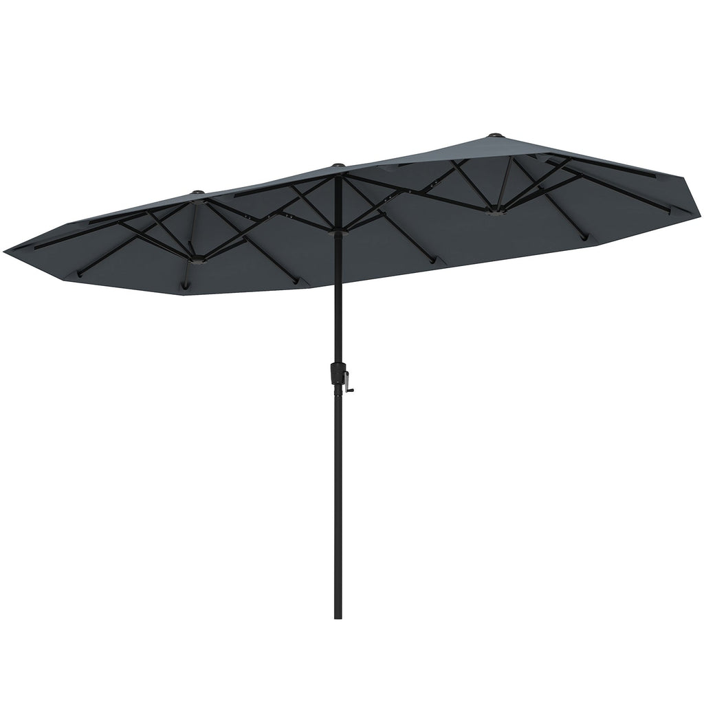 13 FT Large Patio Umbrella Double-Sided Umbrella, Crank Handle-Beige