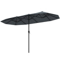 13 FT Large Patio Umbrella Double-Sided Umbrella, Crank Handle-Beige