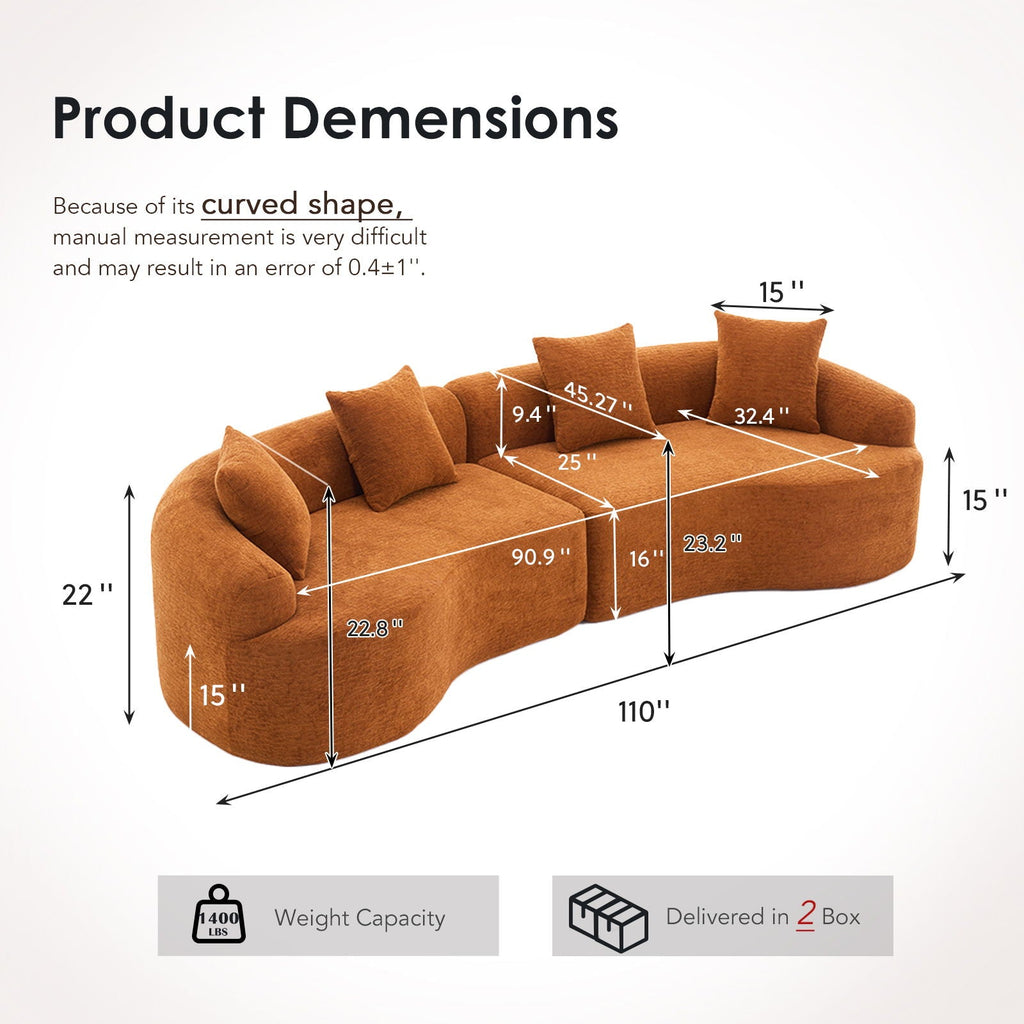 4 Seater Sofa With Fabric, Full Sponge, 4 Pillow, Sleeper Sectional