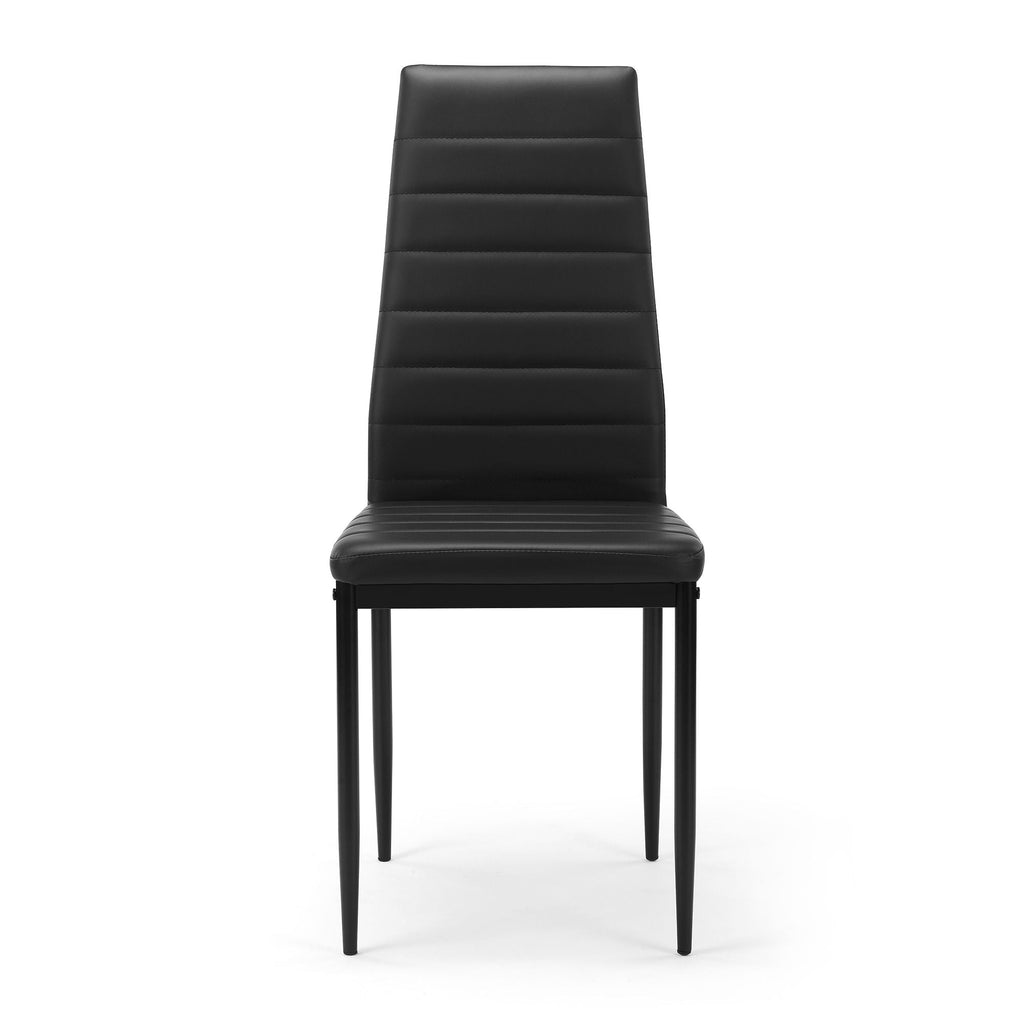 5 Pieces Dining Table Set, Tempered Glass Dining Table, 4 Faux Leather Chairs - Black