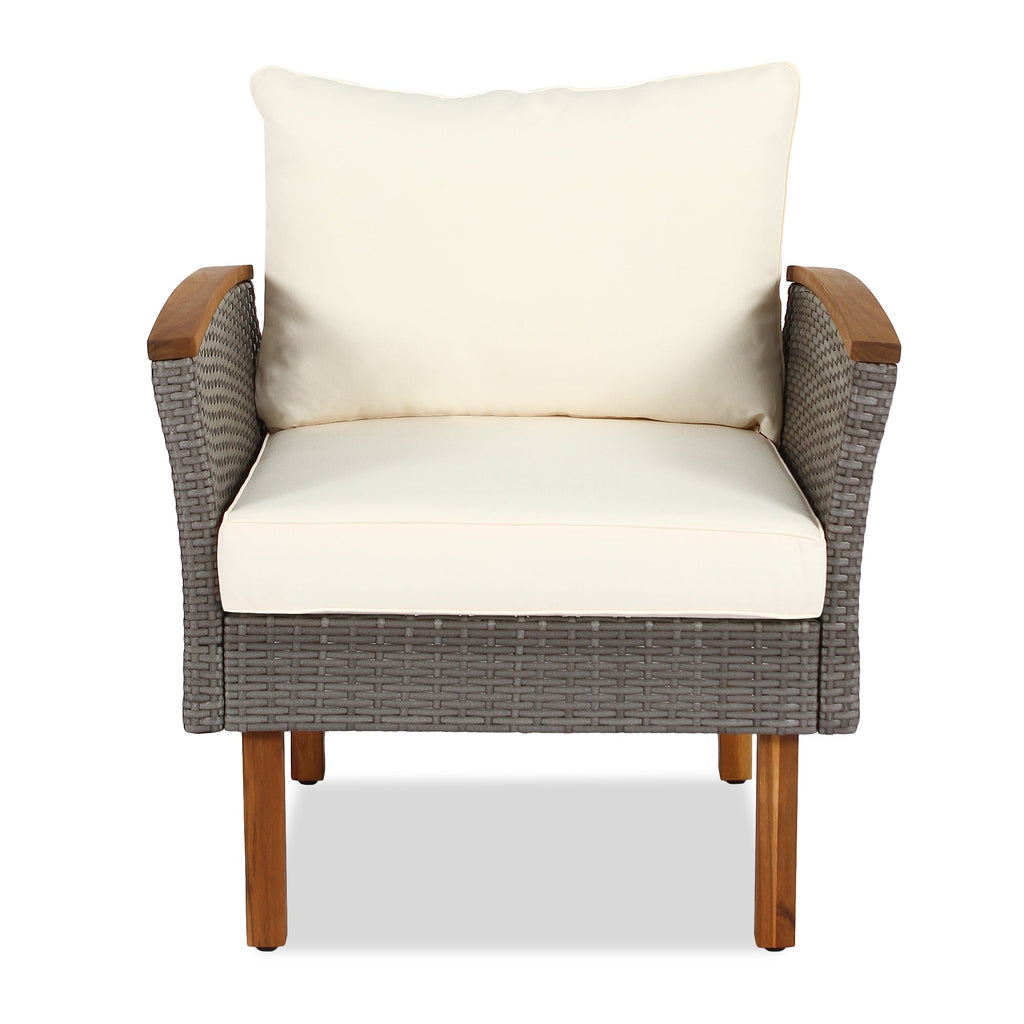 9-piece Patio rattan sofa set, coffee table washable cushions - beige