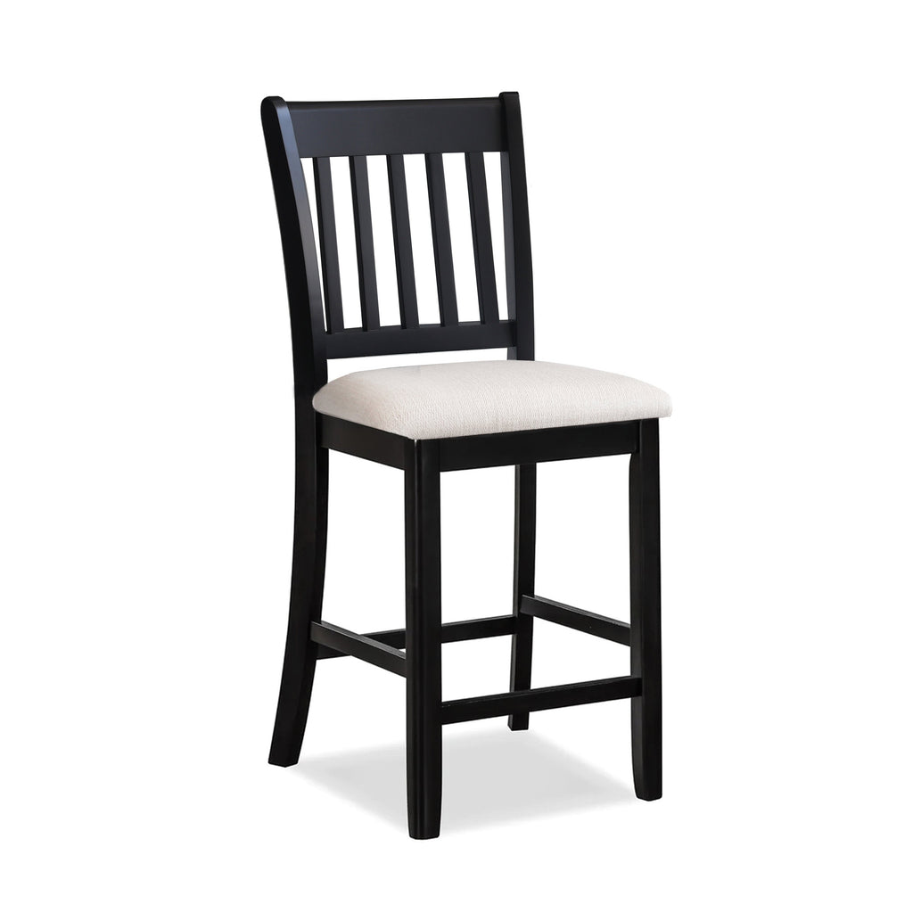 Black Finish Chairs Set of 2 Rubberwood Transitional Slatted Back