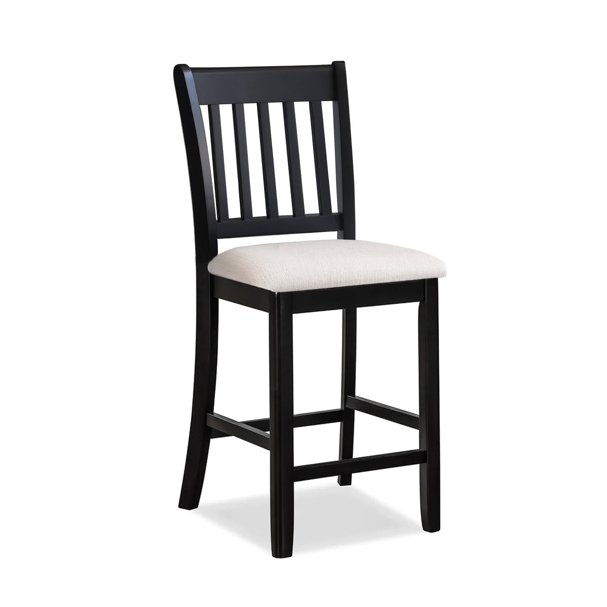 Black Finish Chairs Set of 2 Rubberwood Transitional Slatted Back
