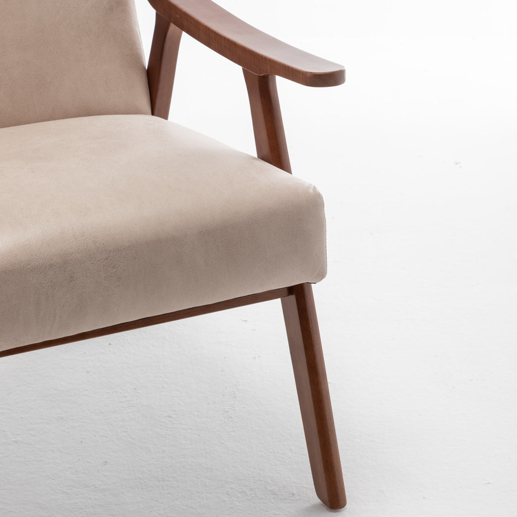 Solid wood frame accent chair with thick backrest