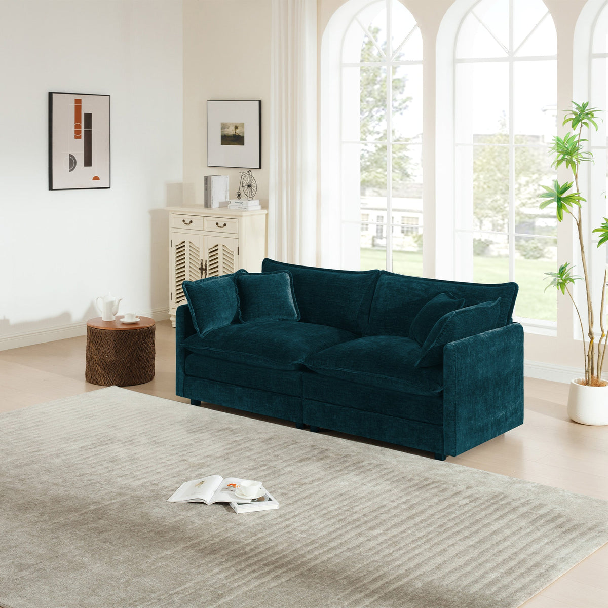 Modern Fabric Loveseat Sofa Couch