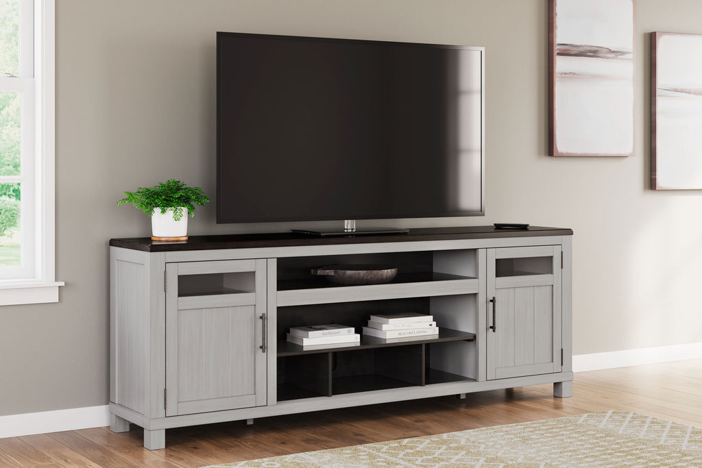 XL TV Stand W/Fireplace Option - Gray / Brown