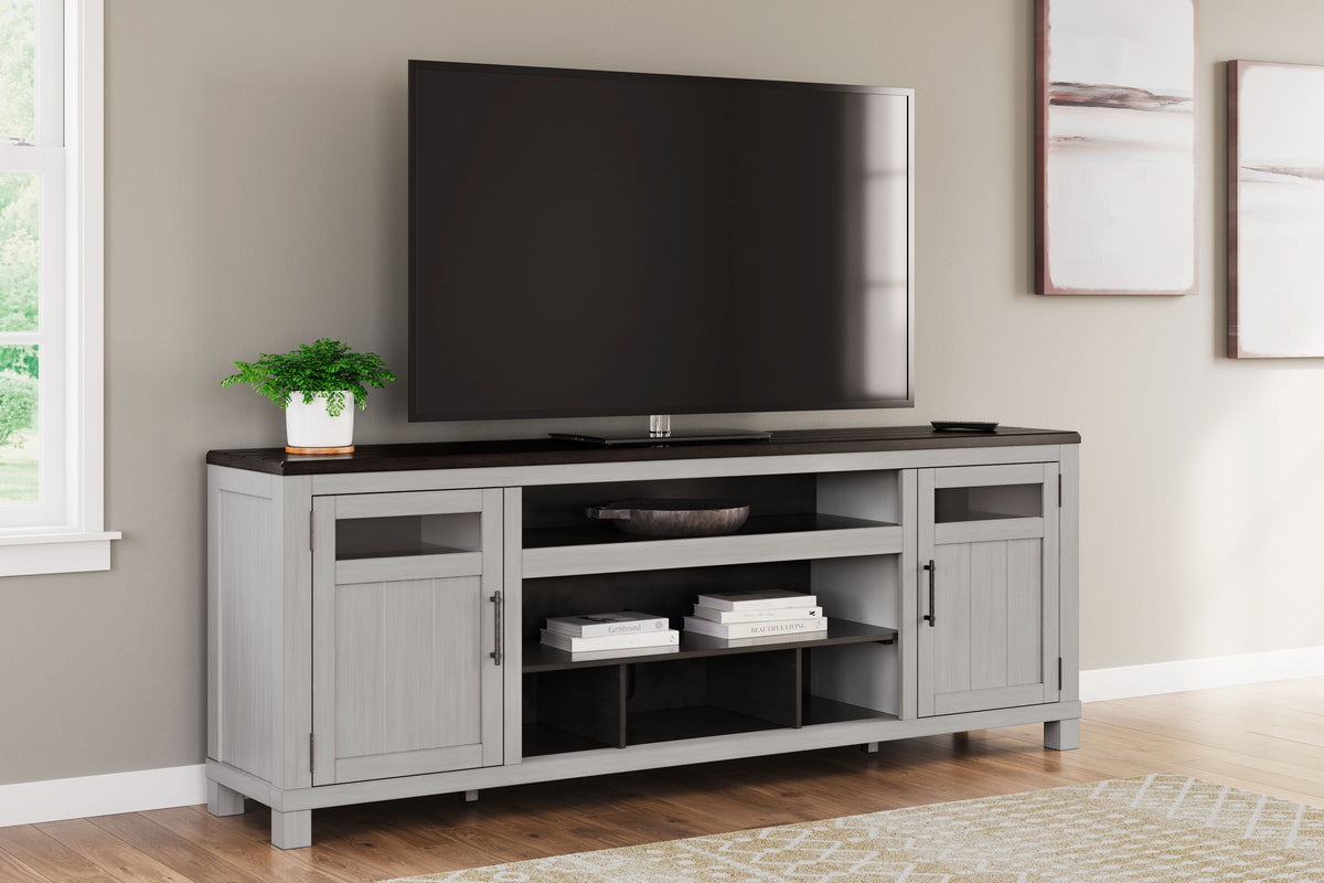 XL TV Stand W/Fireplace Option - Gray / Brown