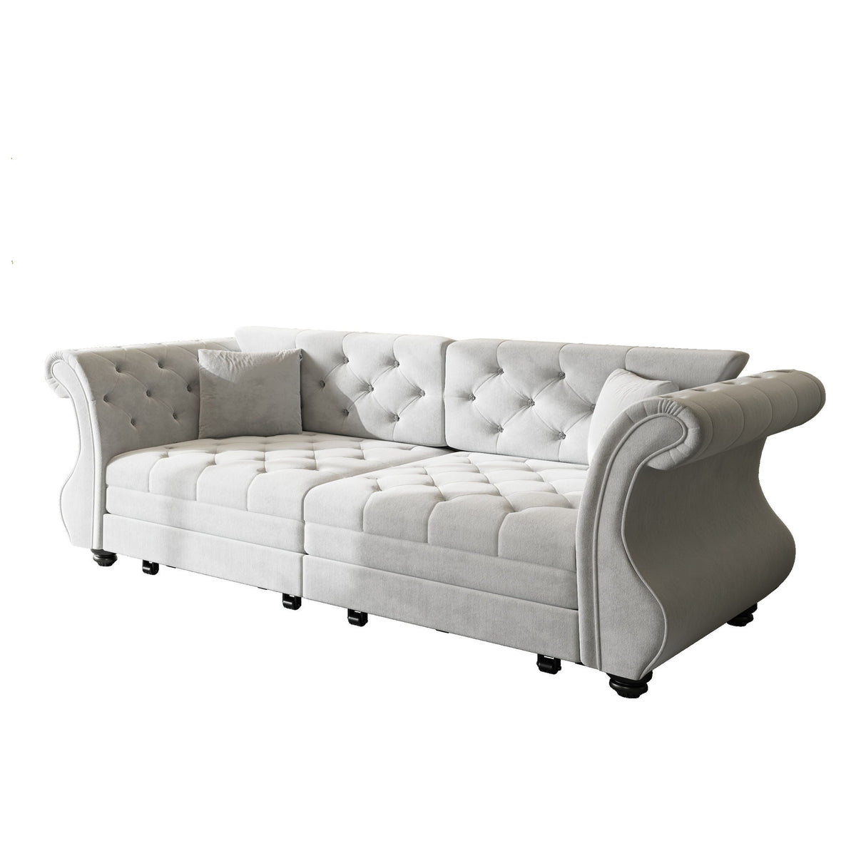 Oversized Chesterfield Pull Out Sofa Bed with Flower Tufting