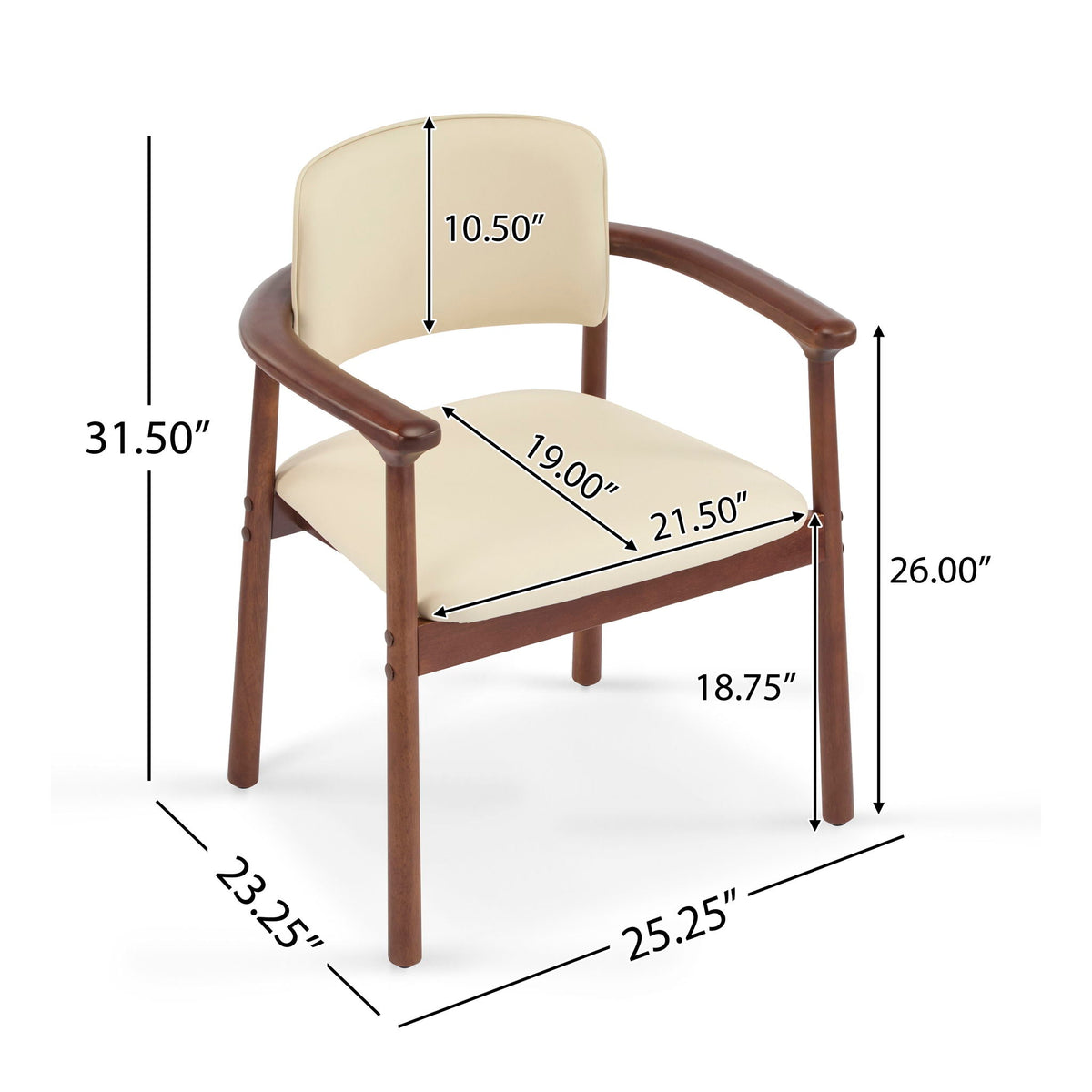 Dining Room Chairs, Set of 2 - Beige / Dark Walnut