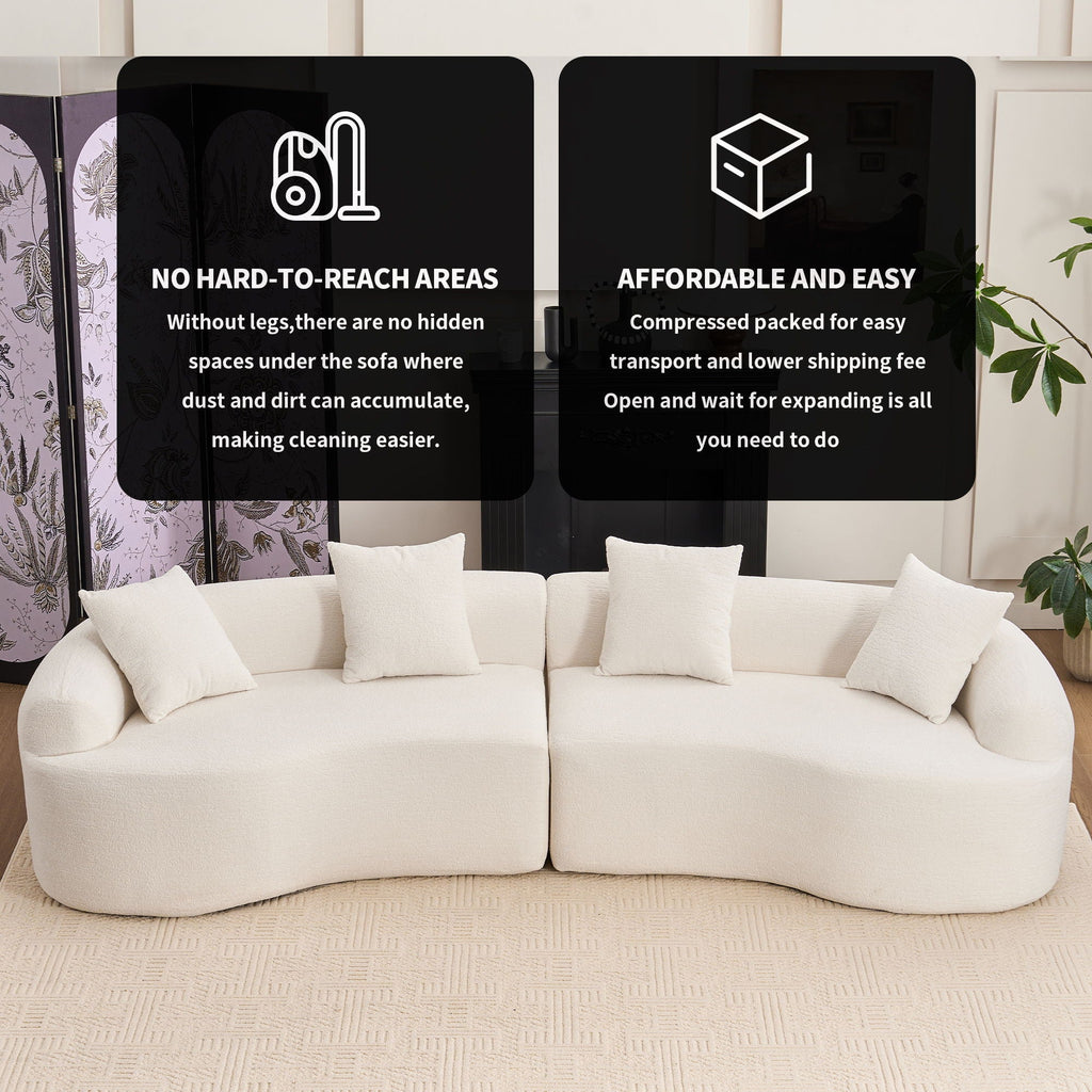 4 Seater Sofa With Fabric, Full Sponge, 4 Pillow, Sleeper Sectional