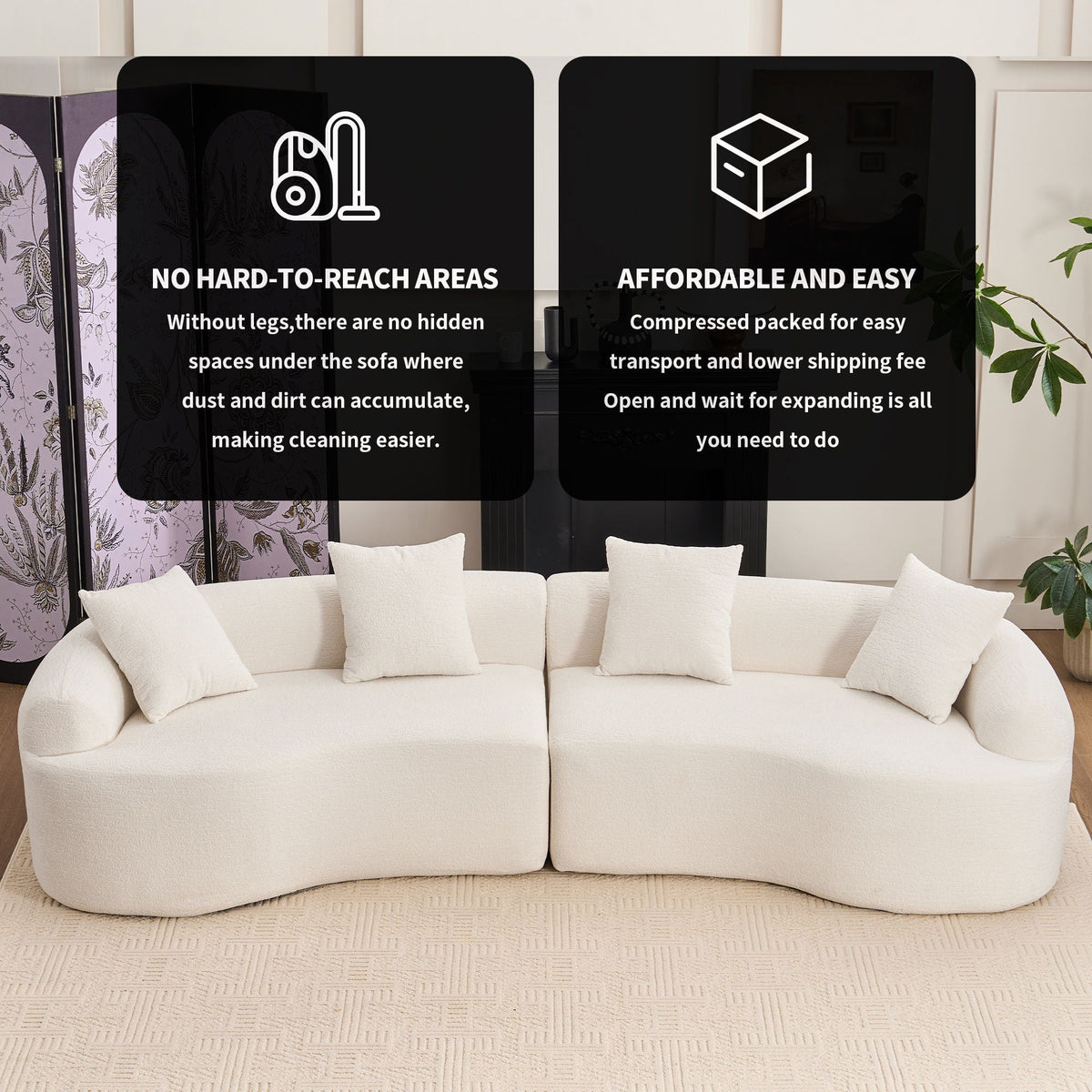 4 Seater Sofa With Fabric, Full Sponge, 4 Pillow, Sleeper Sectional