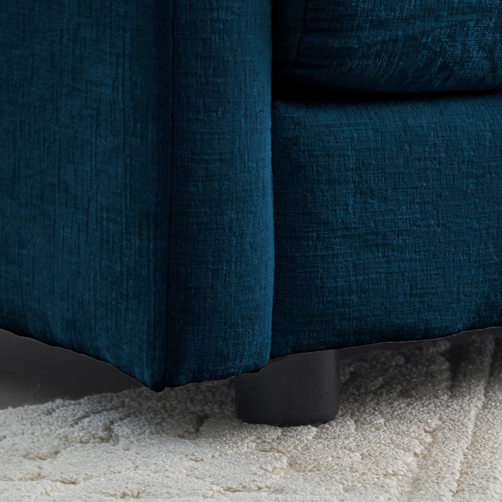 Modern Fabric Loveseat, Large Size Deep 2-Seat Sofa with 4 Pillows ,Blue Chenille