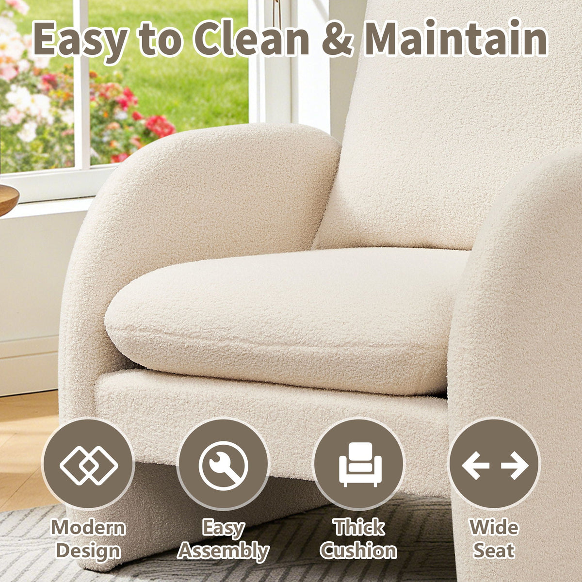 Modern Sherpa Upholstered Accent Chair