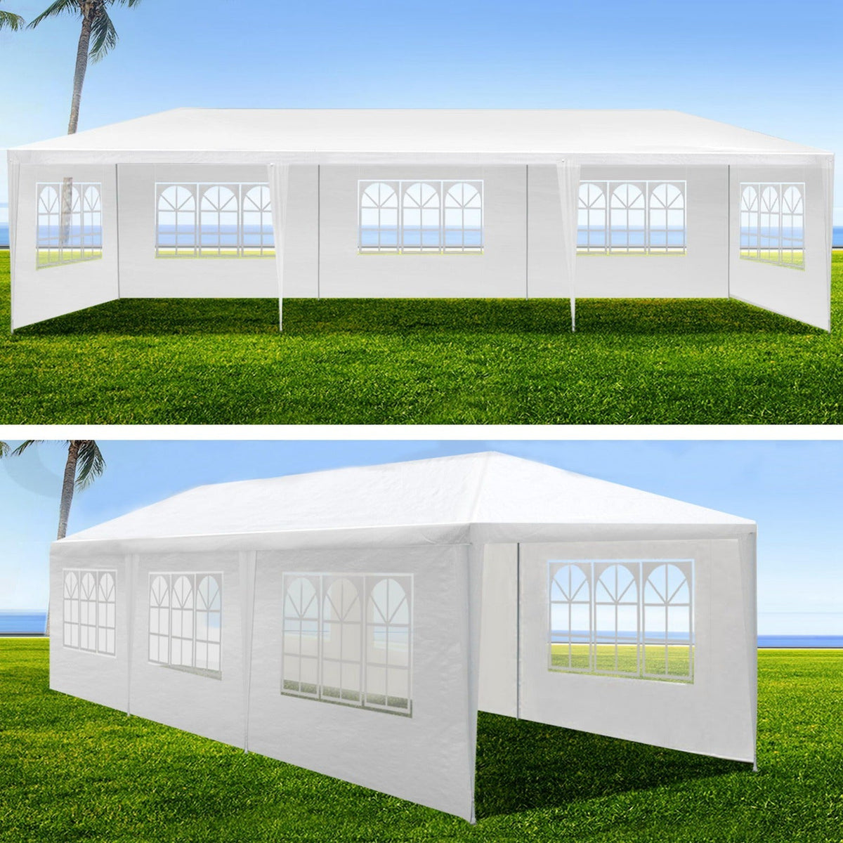 Outdoor Canopy Tent 30'L × 10'W with Removable Sidewalls