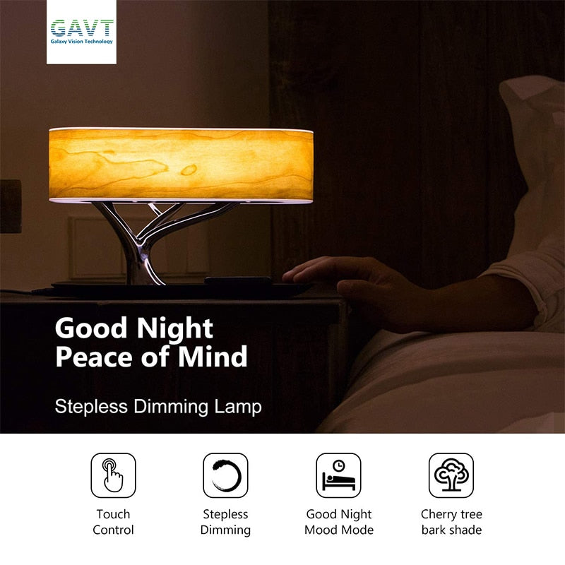 Modern LED table lamp for bedroom dimmable bluetooth Speaker phone Charger