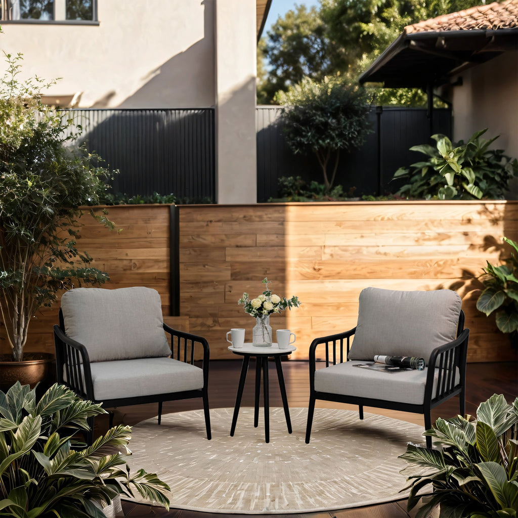 3PC Aluminum Patio Chaise Lounge Set (2), 1 End Table, Pneumatic Adjust