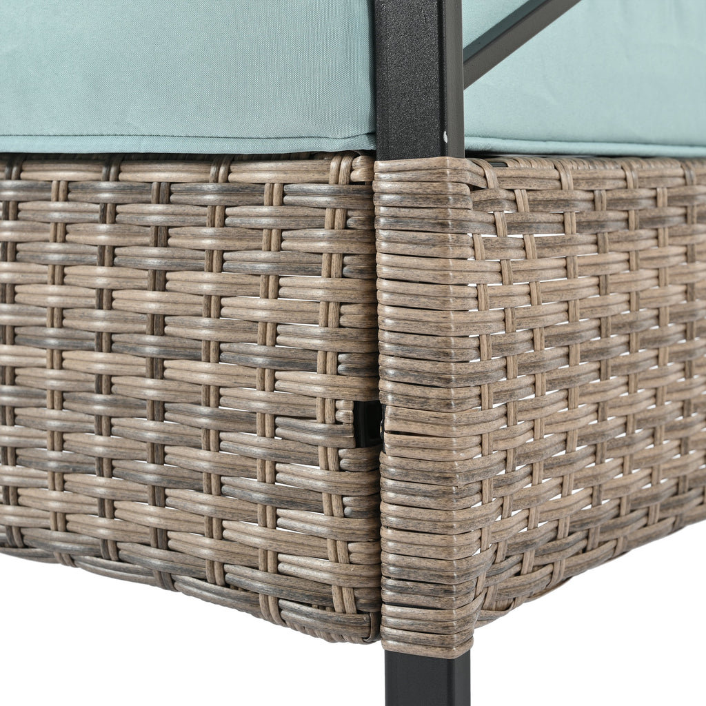 Patio Furniture, Four Set Wicker Furniture With Black Metal Table