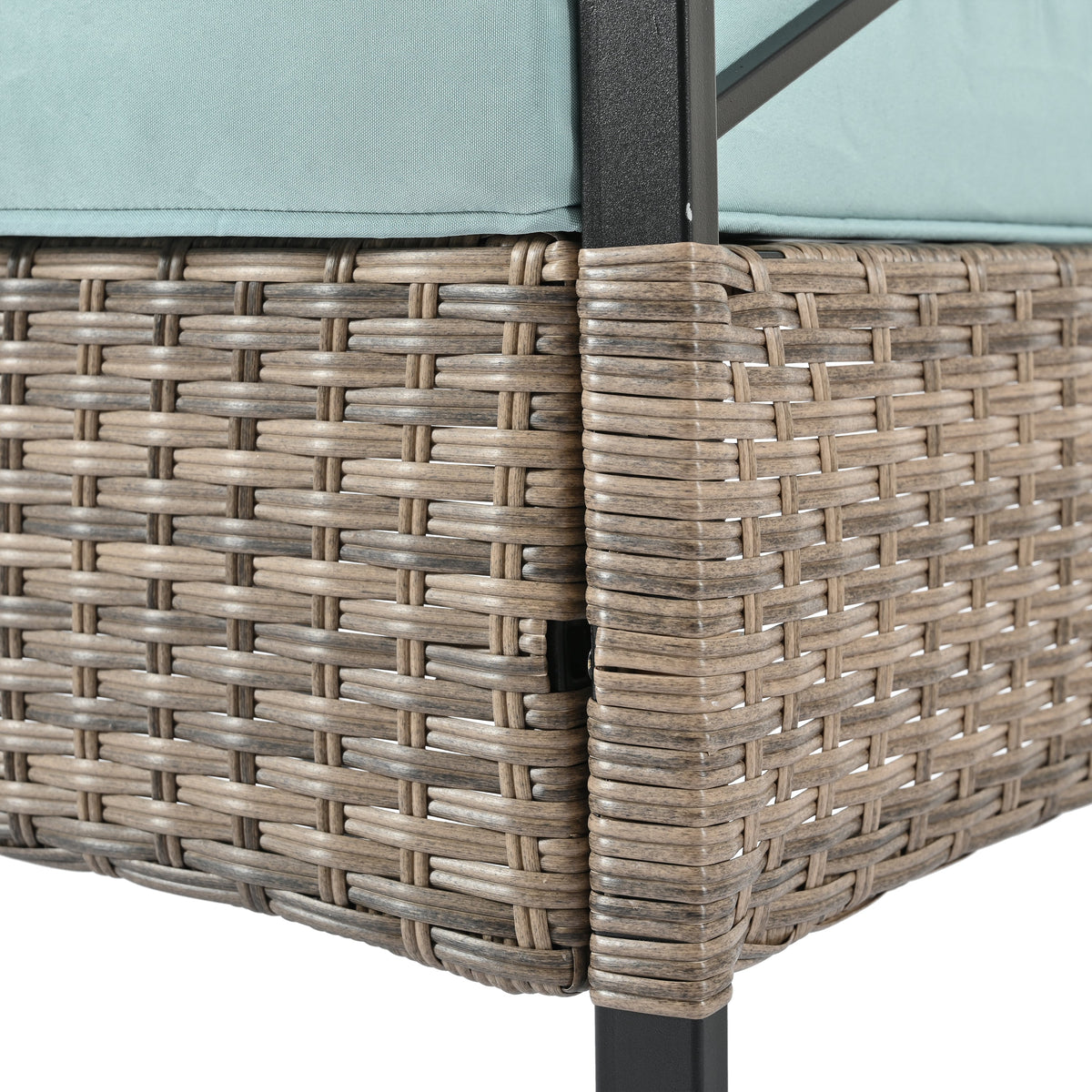 Patio Furniture, Four Set Wicker Furniture With Black Metal Table
