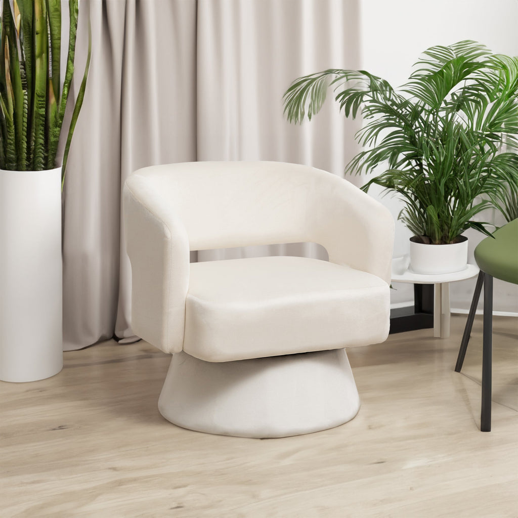 Swivel Barrel Chair, Velvet Accent Armchair 360 Degree Swivel