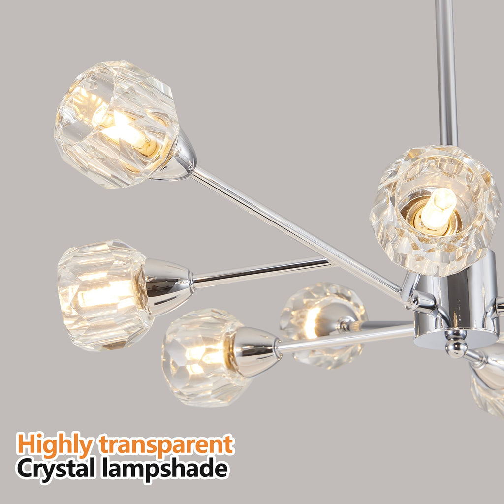 Modern Crystal Chandeliers, 9 Lights Chrome Chandelier