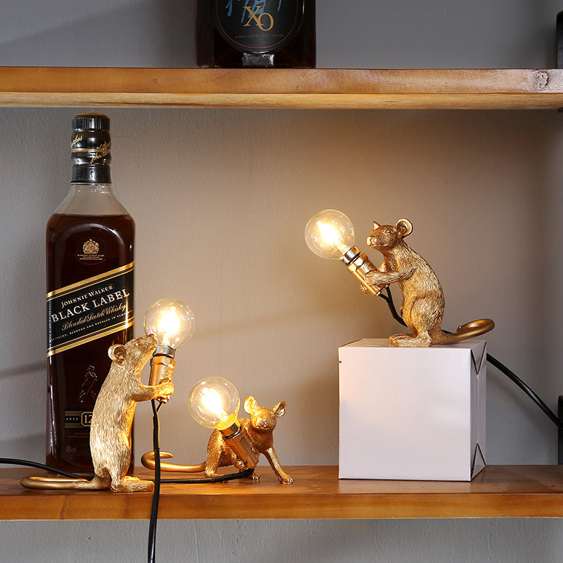Resin Animal Mouse Table Lamp