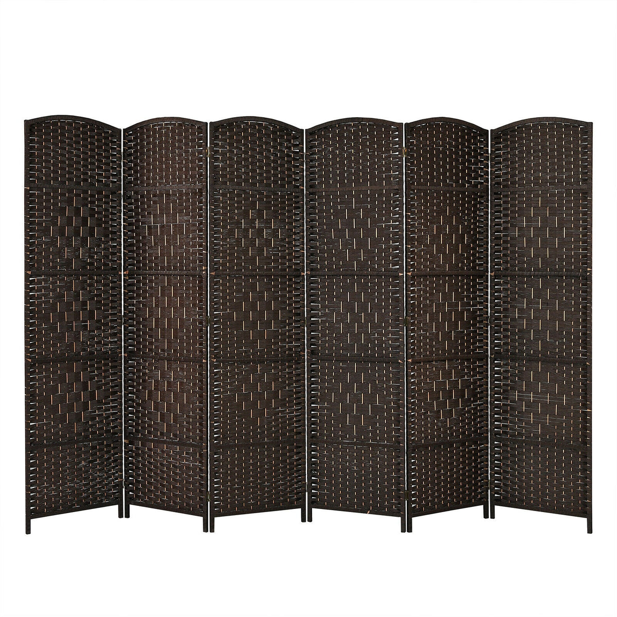 6.5Ft 6-Panel Weave Folding Fiber Room Divider Screen