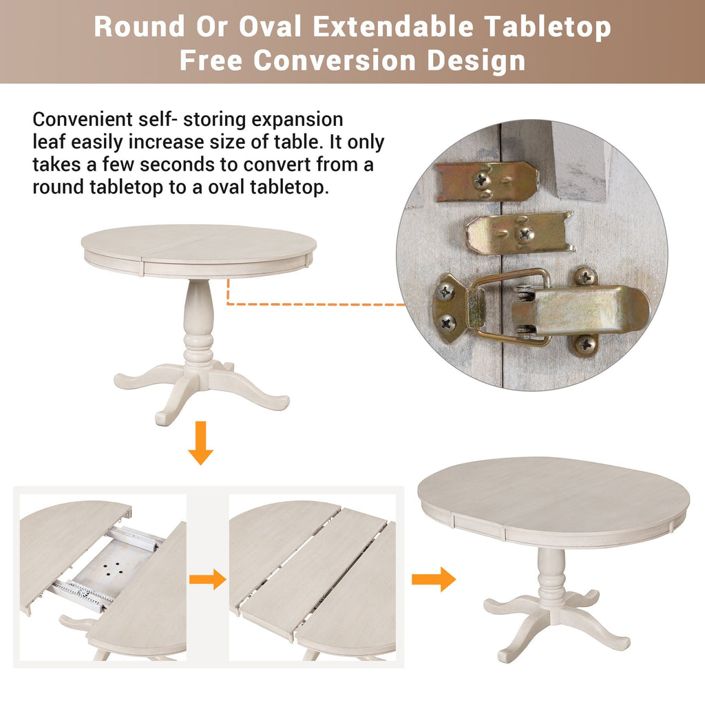 Dining Table Set For 4, Round Table And 4 Chairs