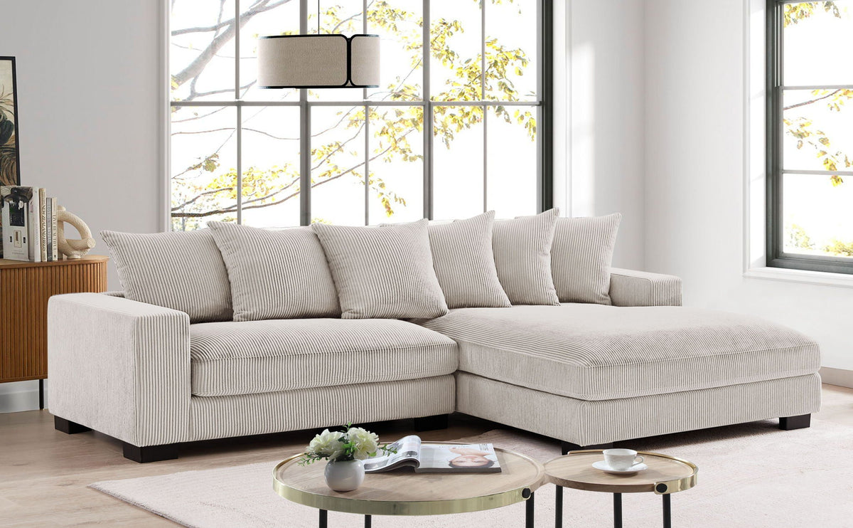 Oversized 2 Piece Sectional Couches, L Shaped Sofa With Chaise