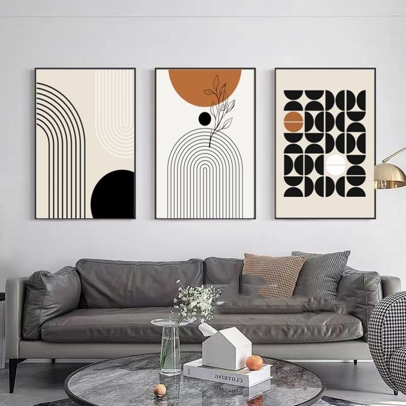Morandi Abstract Sofa Background Wall Three-piece Painting