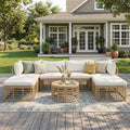 Patio Furniture, All-Weather Rattan Sectional Sofa Set With Thick Cushions And Pillows, Freely Combined Conversation Sets For Garden, Backyard, Balcony