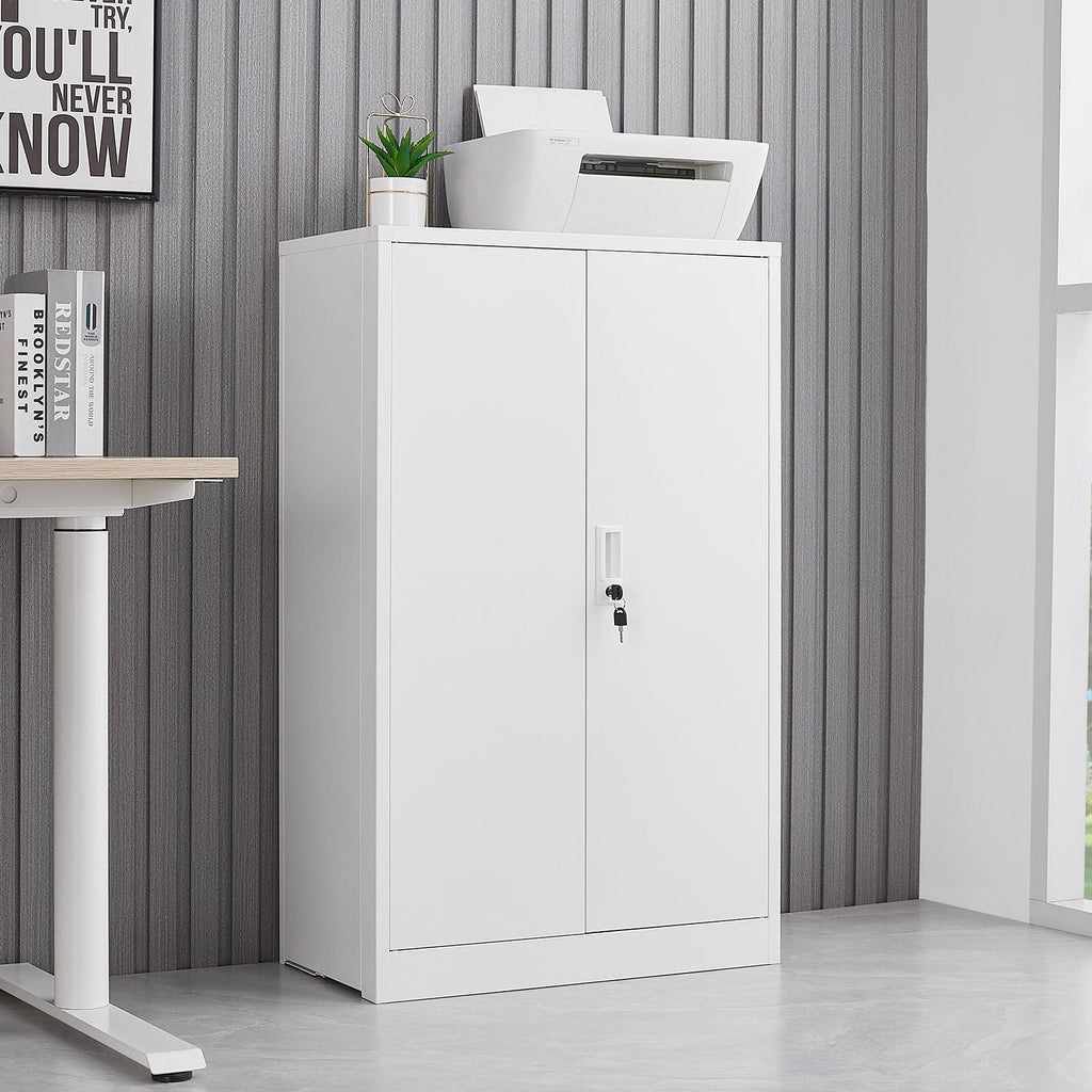 Metal Storage Cabinet With Locking Doors And Adjustable Shelf