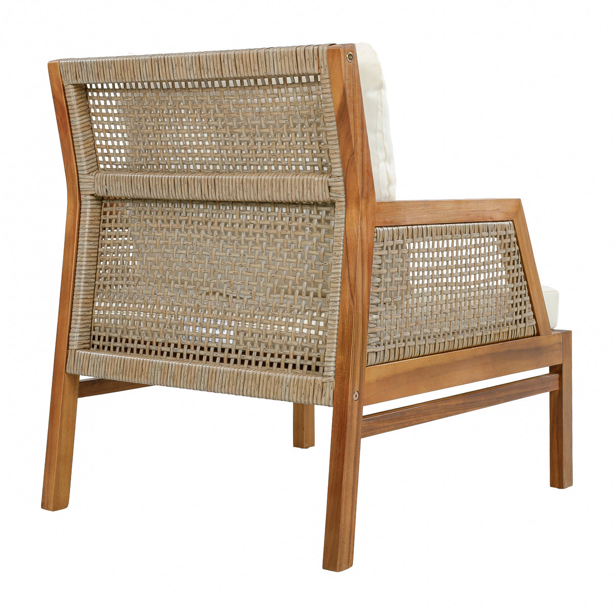 Acacia Wood Patio Furniture Club Chair with Outdoor Wicker