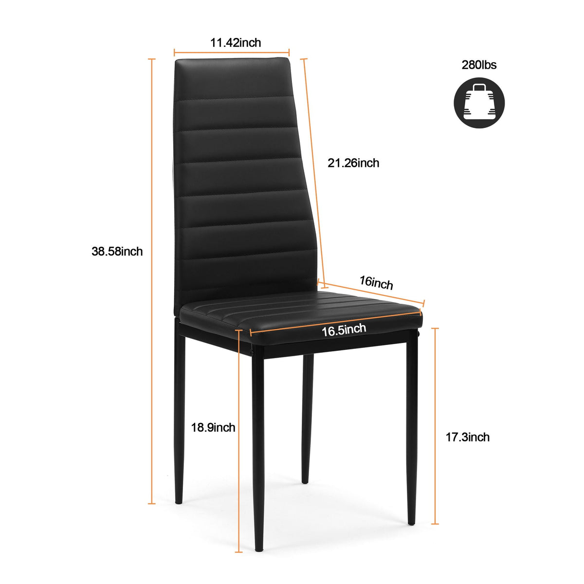 5 Pieces Dining Table Set, Tempered Glass Dining Table, 4 Faux Leather Chairs - Black