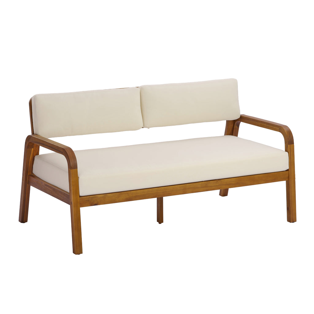 Teak 4-Piece Outdoor Sofa Set with Cushions - Patio Furniture