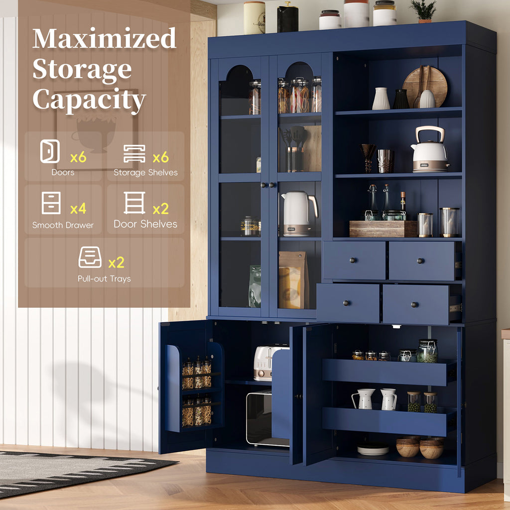 Freestanding Buffet With Hutch - Tall Kitchen Pantry Cabinet